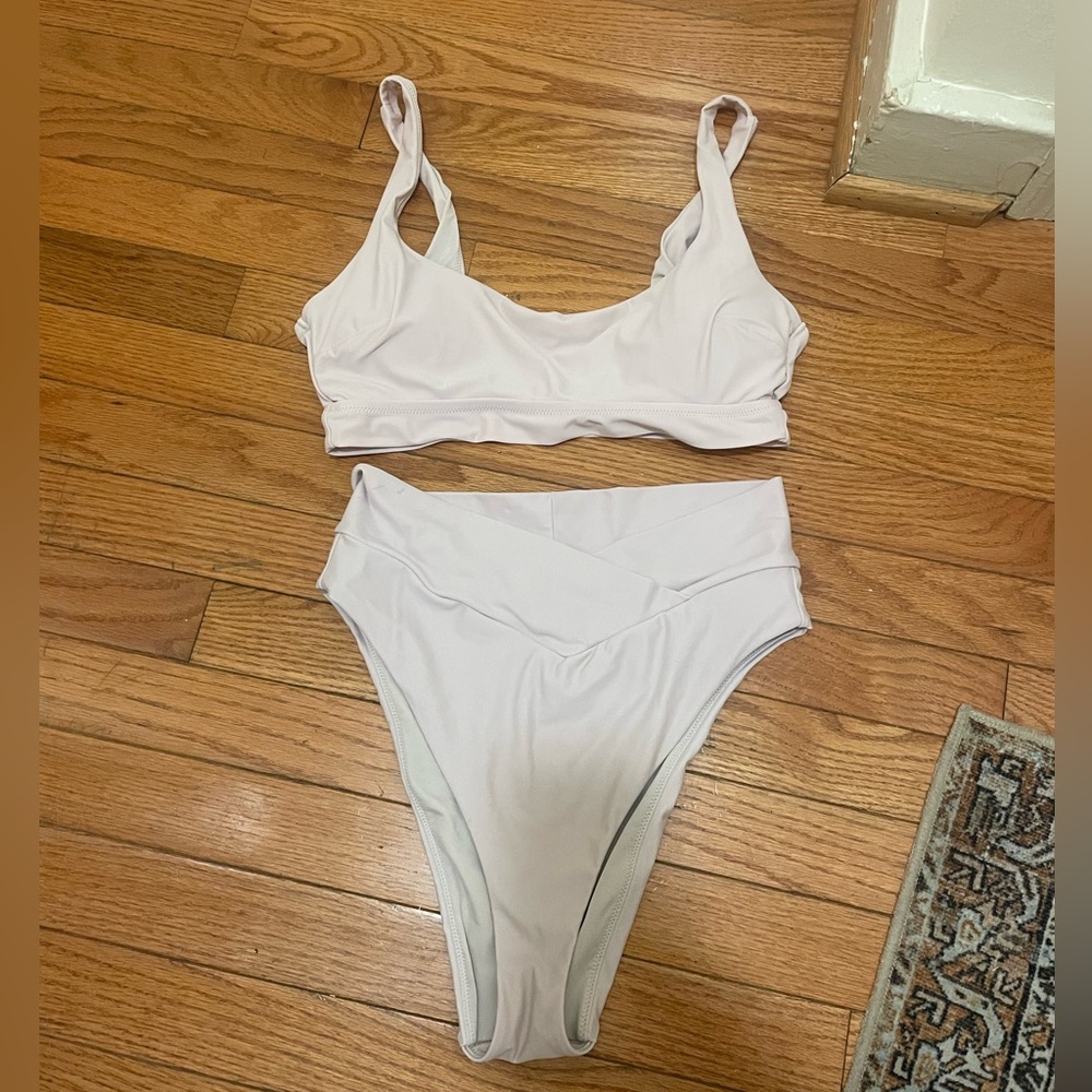 Light pink Aerie Crossover High Cut Cheeky Bikini Bottom Size M